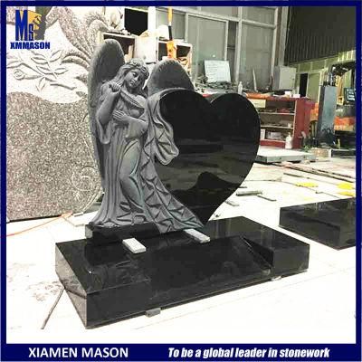 Indian Black Heart Design Tombstone with Angel Wing