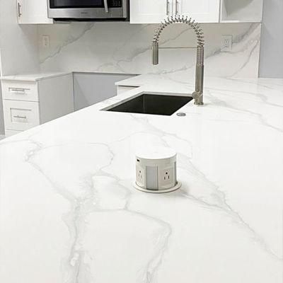 Artificial Stone Grey Veins Hot Sales Calacatta White Stone Slab Quartz Cabinet/Floor/Wall Tiles/Countertop/Vanity