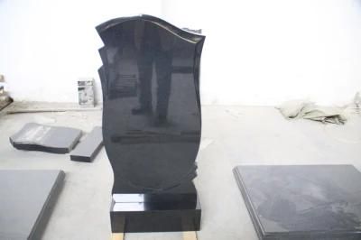 Customized Natural Hungarian Style Black Granite Tombstone