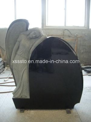 European Style Black Granite Angel Spain Tombstone