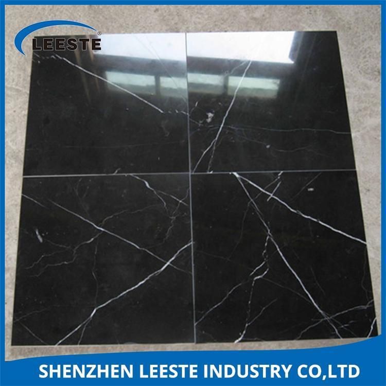 China Cheap Black Color with White Veins Marble Slab