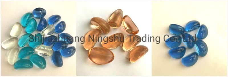 Colorful Iridescent Green Glass Pebbles for Glass Stones Mosaic Paving