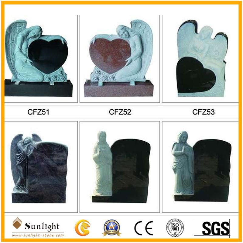 Tombstone Supplier Shaxni Black Granite Flowers for Tombstone