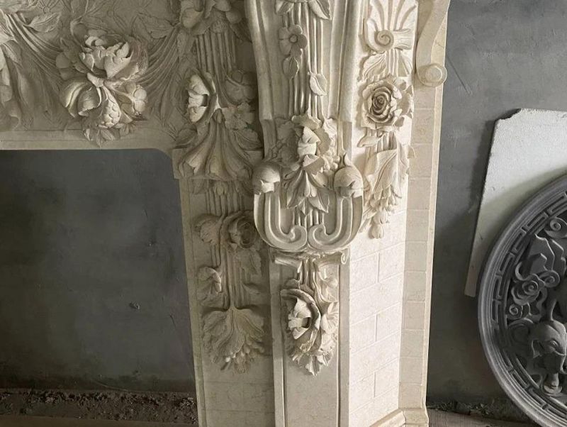 Modern Indoor Freestanding Luxury White Marble Fireplace Surround
