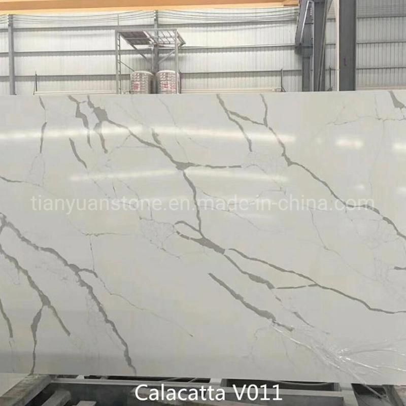 Marble Look Artificial Stone Quartz Countertops with Veins