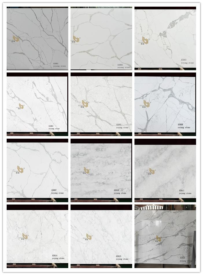 China Quartz Factory Calacatta Quartz Big Slab for Kitchen Island/Countertop