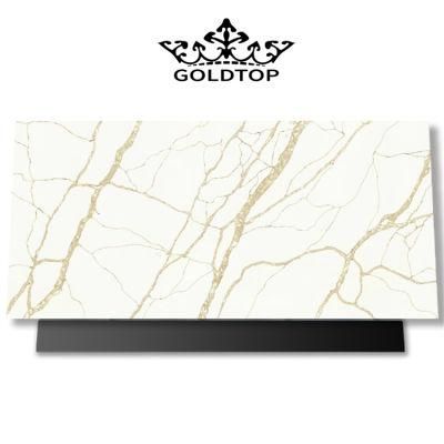 Artificial Polished/Honed 3200X1600mm White/Black/Grey Calacatta Gold Quartz Vanity Top for Kitchen/Bathroom Slab/Tile/Worktop