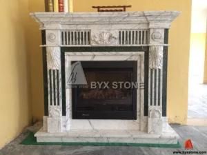 Cararra White Marble Fireplace with Carved for Home Decoraction