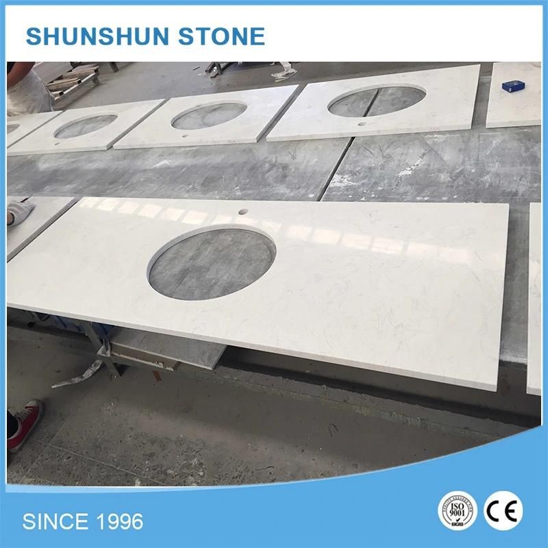 Popular White Quartz Stone Countertop for Kitchen