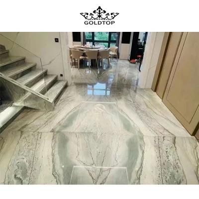 Luxury Natural Stone Polished Indoor Decoration Brazil Calacatta White Slab Marble Floor Tiles