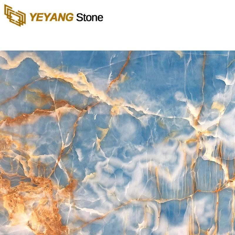 Natural Stone Blue Onyx Marble for Interior Feature Wall Cladding
