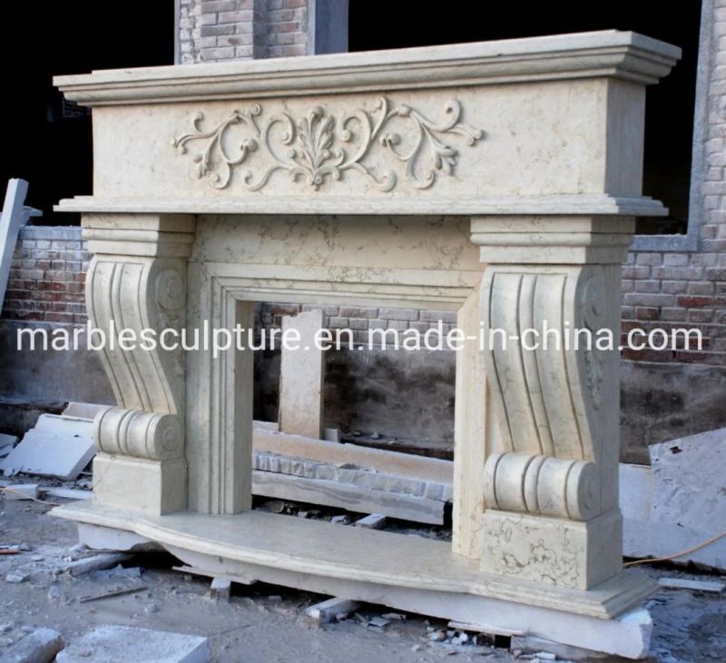 Hand Carved Simple Natural Marble Fireplace Home Decoration (SYMF-166)