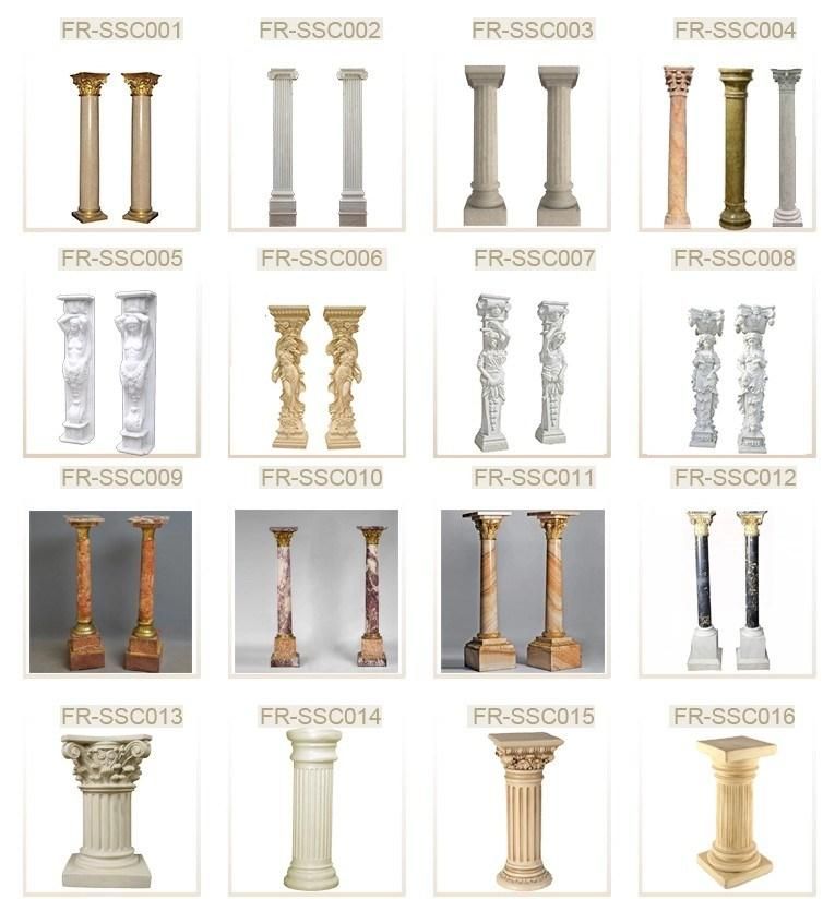 High Quality Hand Craved Lady Statue Marble Decorative Columns Pillars