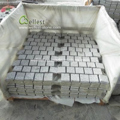 Popular Grey Granite Paving Setts, Interlock Mesh Cobblestone Mats for Garden Patio Driverway