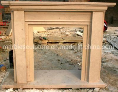 Popular Sell Simple Style Beige Marble Stone Fireplace (SYMF-245)