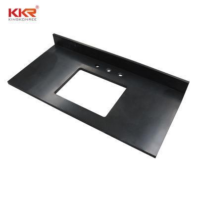 Pure Black Vanity Top Solid Surface Stone Bathroom Countertops