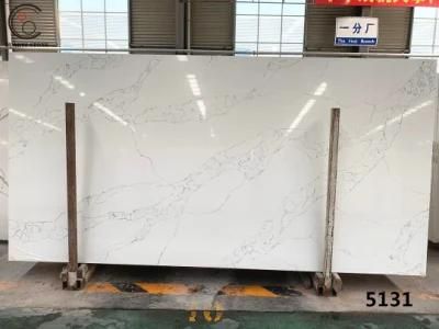 White Calacatta Artificial Quartz Stone Slab with Beautiful Veins