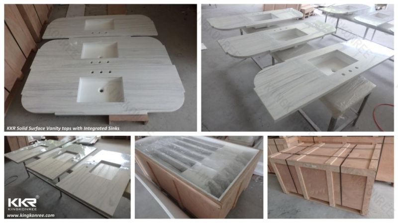 Customize Europe Style Bathroom Sink Solid Surface Counter Top for Hotel