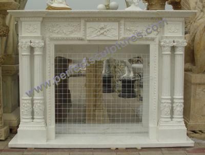 Chinese Carrara White Marble Fireplace with Roman Column Pillar (QY-LS391)