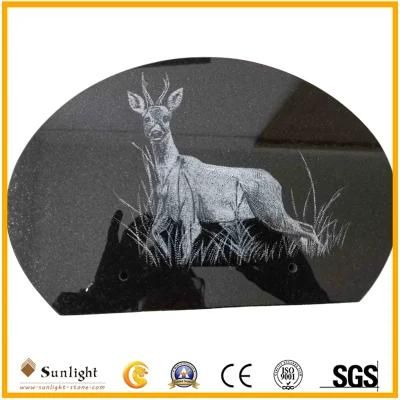 Granite Custom Plaque with Animal Face Line Engraving