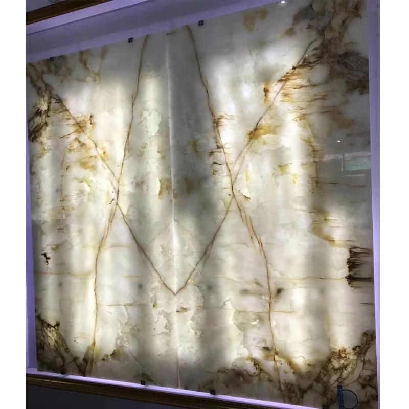 Backlit Bookmatched White Onyx Stone Slabs