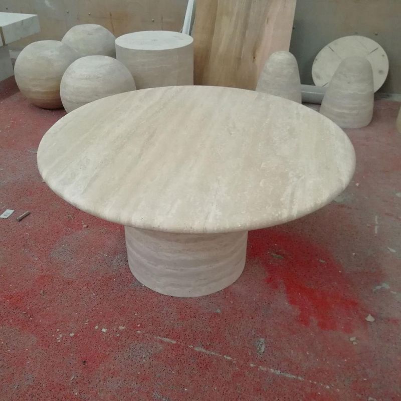 Natural Stone Polished Turkish Travertine Marble Room Dining Table for Home Furniture