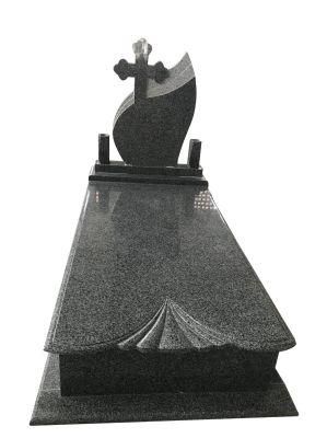 G654 China Nero Impala Grey Granite Memoiral Tombstone Monument with Orthodox Cross Headstone