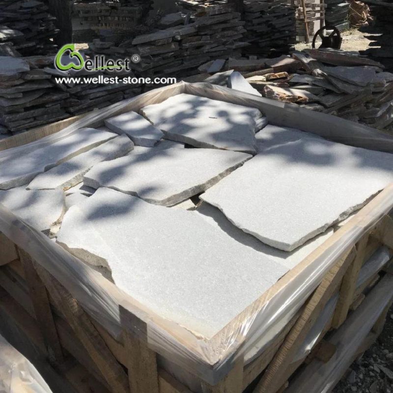 Snow White Quartzite Random Flagstone, Super White Irregular Crazy Pavers