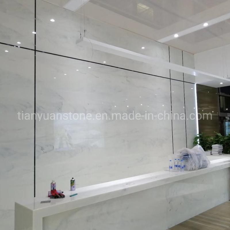 Artificial Marble Pure White Nano Glass 12mm Thickness Stairs