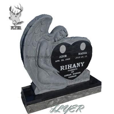 Headstones and Monuments Stone Tomb Angel Monument Black Granite W/Heart Angle Headstone Tombstone