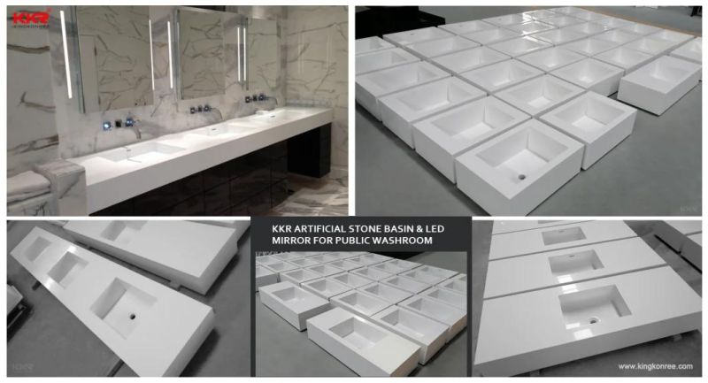 Customized Marble Textured Solid Surface Stone Bathroom Vanity Tops for Projects