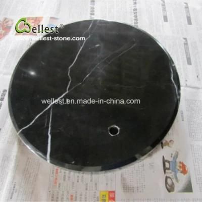 Polished Black Nero Marble Round Dining Table