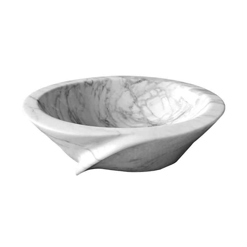 Modern Designed Polished Carrara White Natural Marble Stone Basin Bathroom Sink Small Size Wash Basin Single Basin