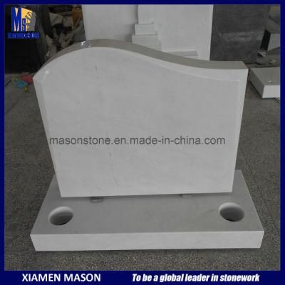 Hunan White Marble Wave Shape Headstone on Standard Base