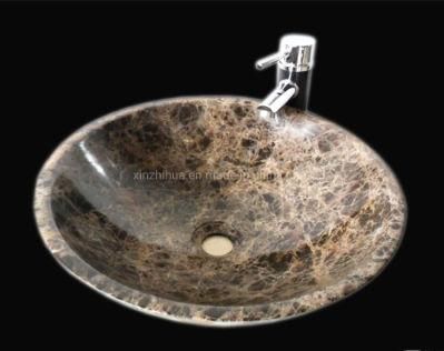 Hot Sell-Dark Emperador Polished Washbasin Sinks Natural Marble Stone