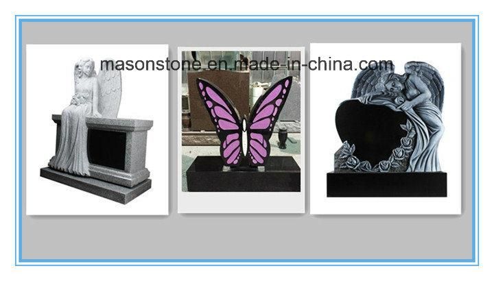 Weeping Angel with Doulbe Heart Granite Headstones