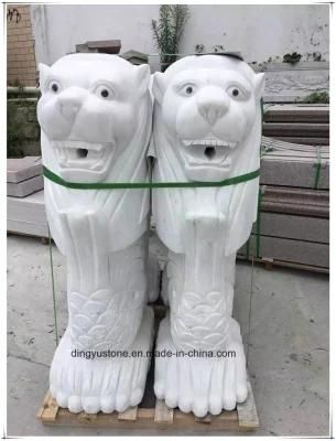 Supply Natural White Marble Double Dragon Sitting Statue