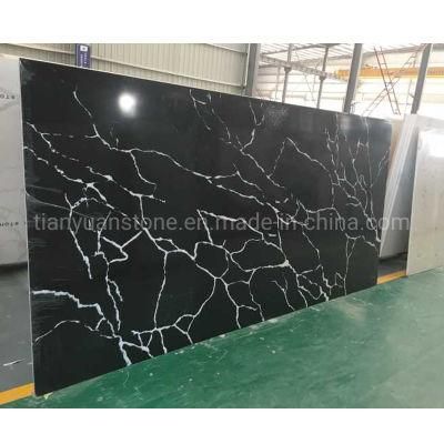 Artificial Black Calacatta Quartz Countertop with White Veins