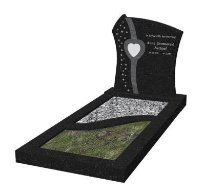 Black Granite European Headstone Monument Tombstone with Custom Design