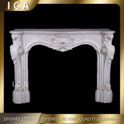 White Marble Fireplace for Home Decoration