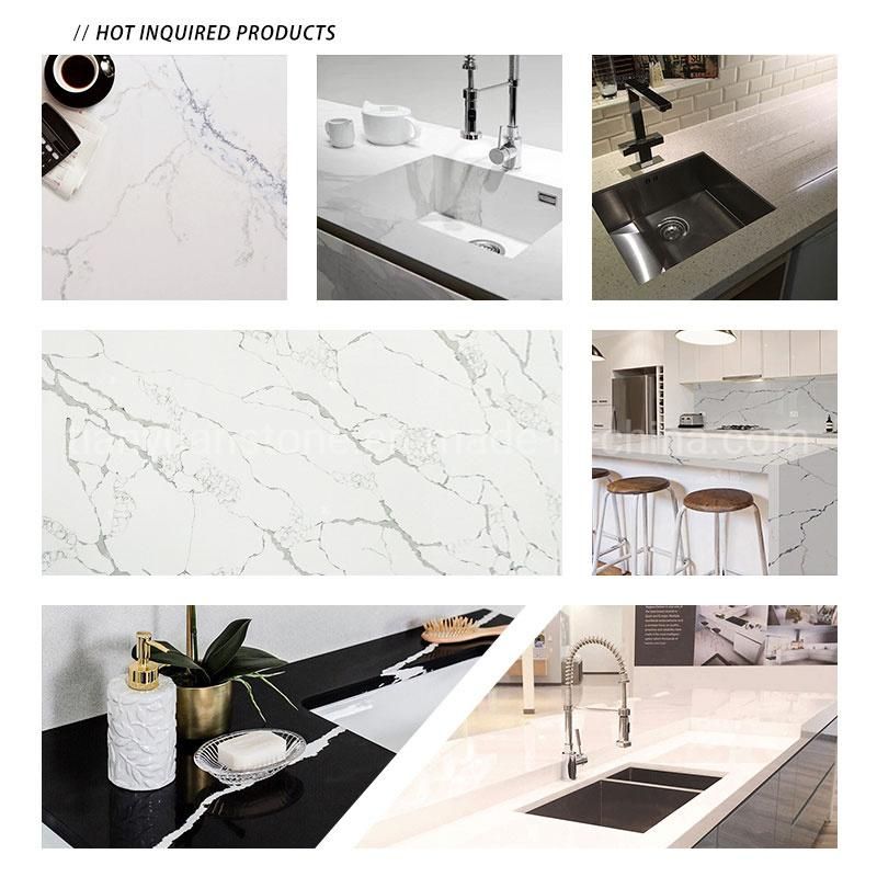 White Artificial Engineered Calacatta Quartz Stone Slab for Countertop/Tile/Kitchen/Vanity Top/Table Top