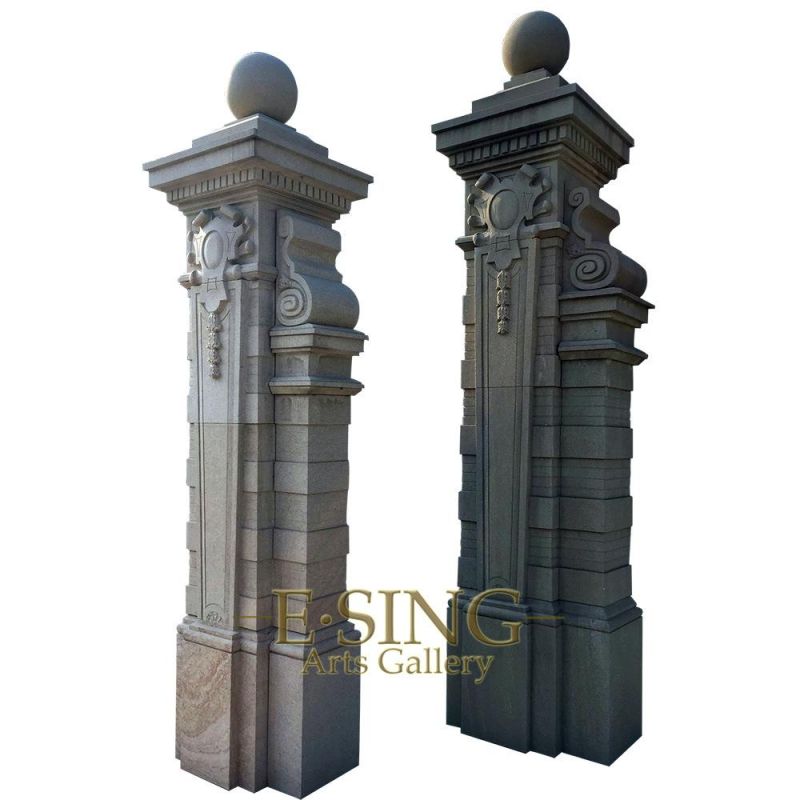 Sandstone Large Building Entrance Roman Round Columns Design