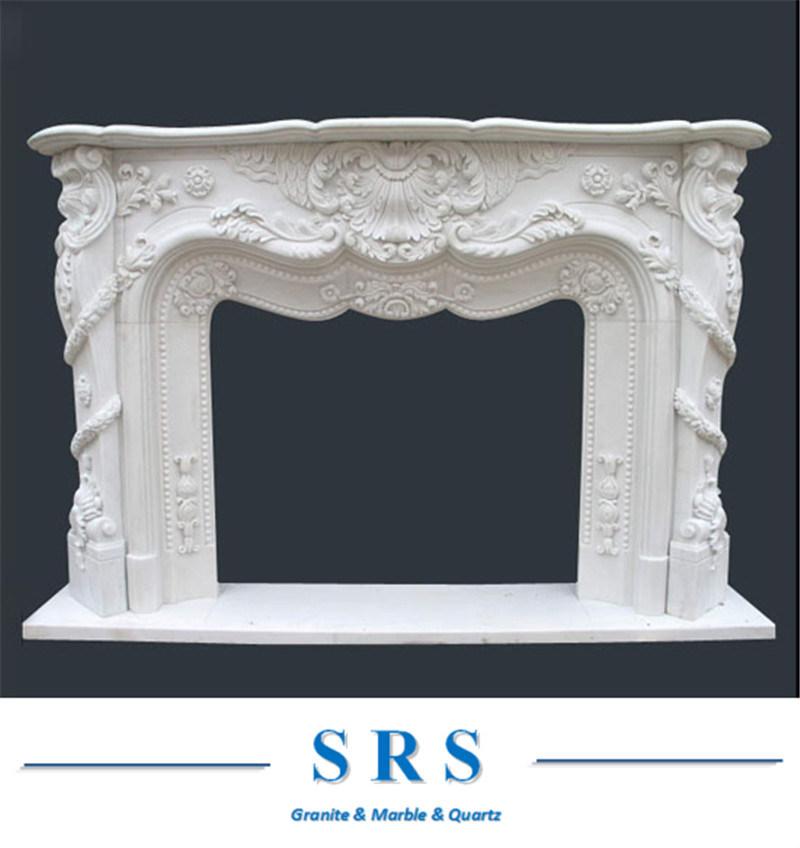 China White Marble Sculpture Fireplace Stone Mantel