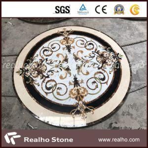 Round Shape Beige Marble Water Jet Medallion for Lobby Floor Pattern