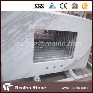 Customized Volakas White Marble Vanity with Faucet Hotel Drilled