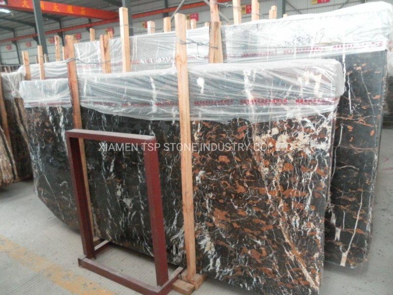 Black & Gold Marble From Afghan (Black Portoro)