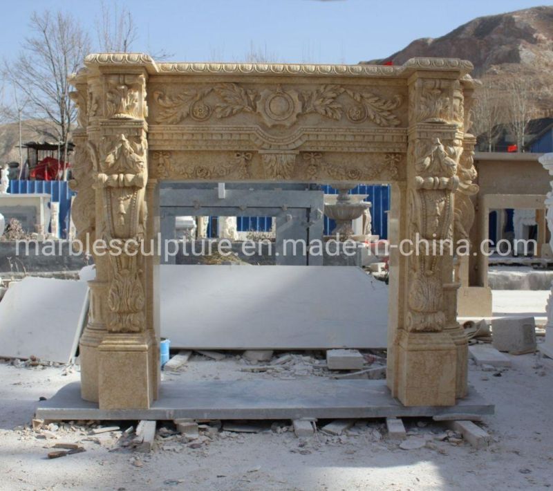 Natural Indoor Decorative Easy Cleanble Marble Fireplace (SYMF-381)