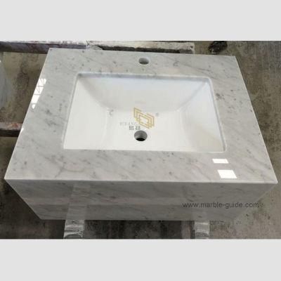 China Guangxi Carrara Bianco/White Marble Tiles for Staicase/Kitchen/Bathroom/Vanity/Countertop Factory