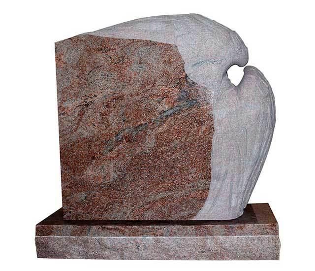 Customized Natural Red Granite Angel Memorial Tombstones