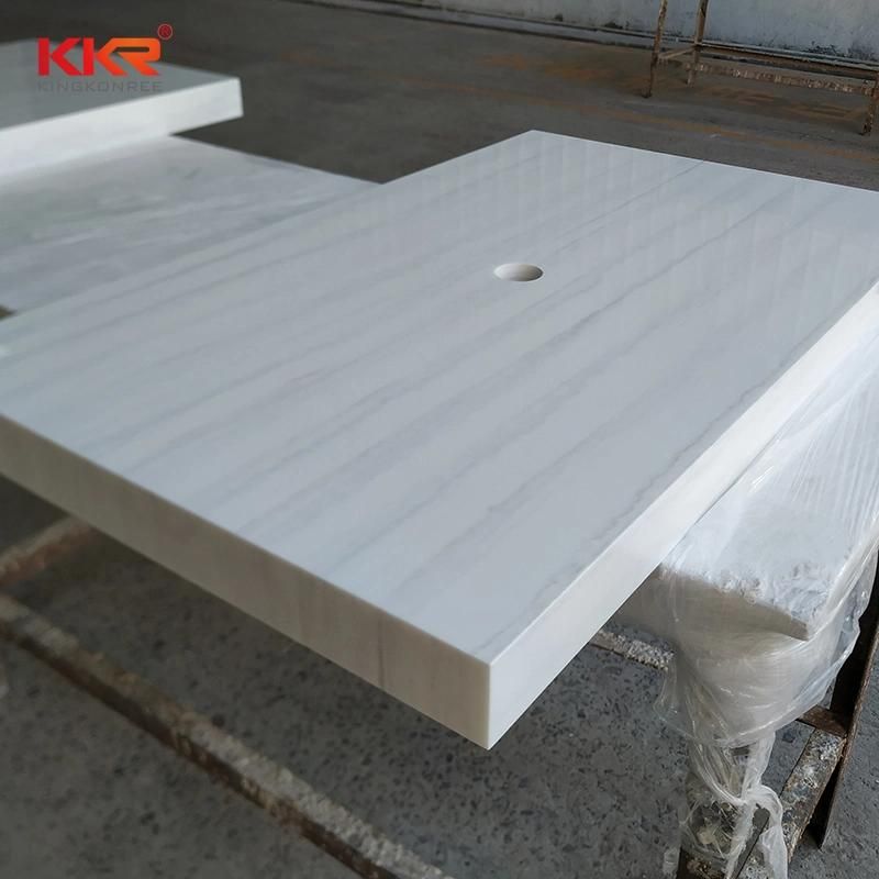 White Marble Like Solid Surface Vanity Tops